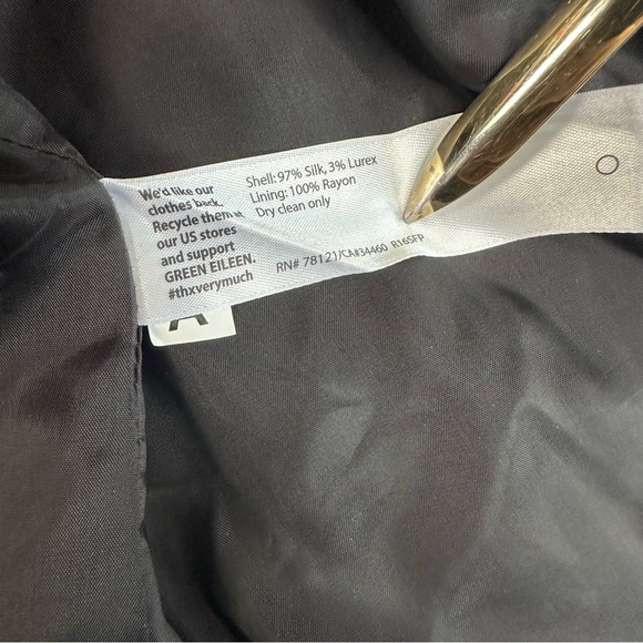 NWT Eileen Fisher Blazer Hand Loomed Sparkle Silk Round Neck Jacket Black Size 6 - Picture 10 of 13